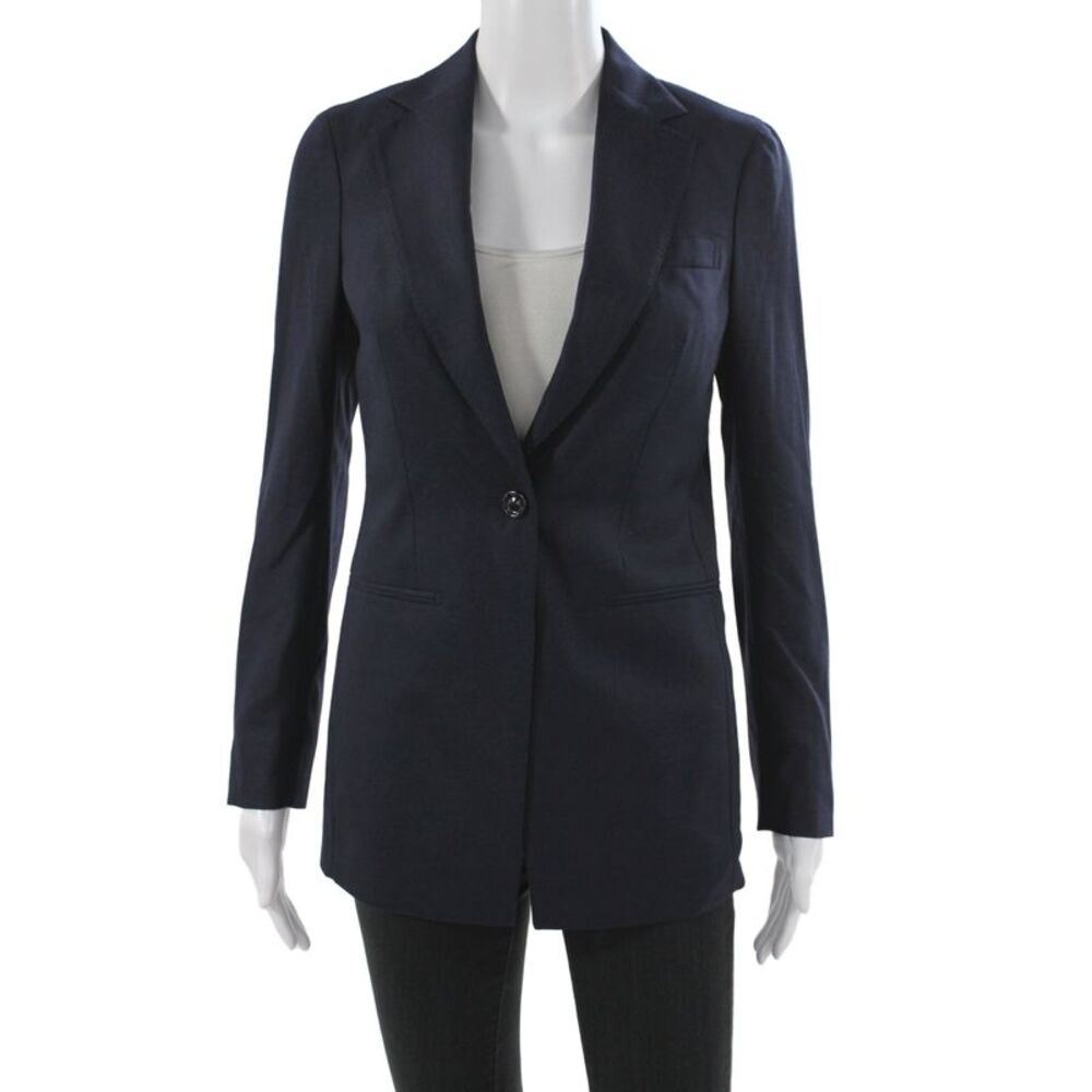 Suistudio Womens Blue Wool Basic Jacket Button Classic Size 32